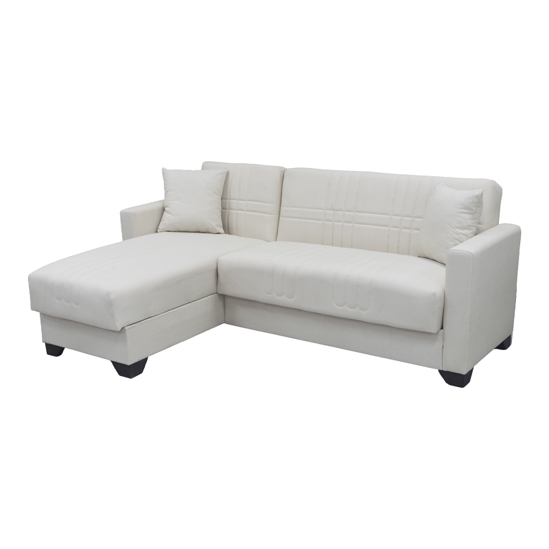 Divan këndi i kthyeshëm me hapësirë magazinimi Stashio pakoworld pëlhurë krem 202x143x84cm