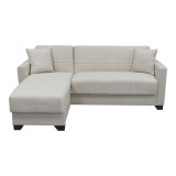 Divan këndi i kthyeshëm me hapësirë magazinimi Stashio pakoworld pëlhurë krem 202x143x84cm