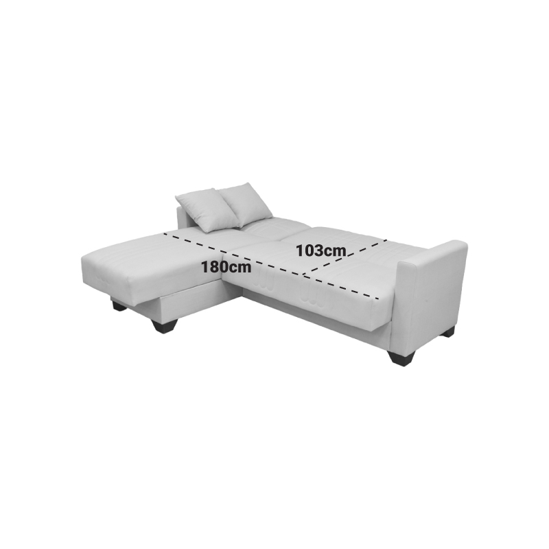 Divan këndi i kthyeshëm me hapësirë magazinimi Stashio pakoworld pëlhurë krem 202x143x84cm