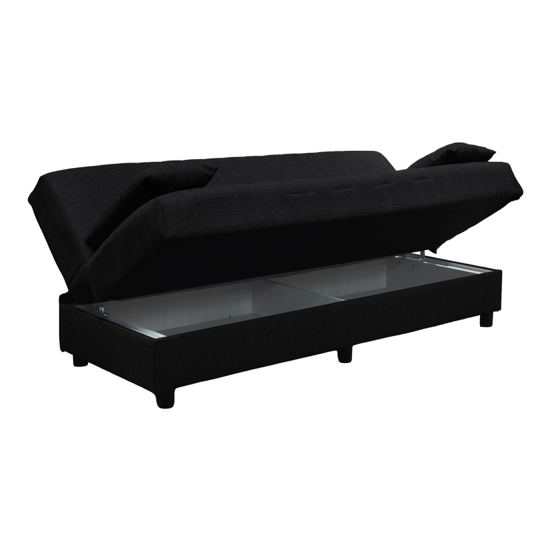 Divan krevat tre vendesh Romina pakoworld me hapësirë magazinimi pëlhurë gri e errët 180x75x85cm