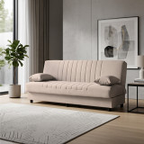 Divan krevat tre vendesh Romina pakoworld me hapësirë magazinimi, pëlhurë ekru 180x75x85cm