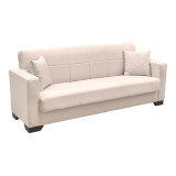 Divan krevat Vox pakoworld tre vendesh me hapësirë magazinimi pëlhurë ekru 210x84x83cm