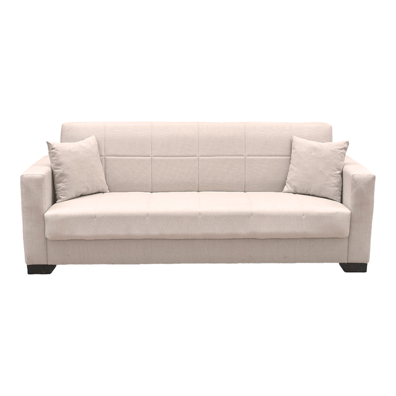 Divan krevat Vox pakoworld tre vendesh me hapësirë magazinimi pëlhurë ekru 210x84x83cm