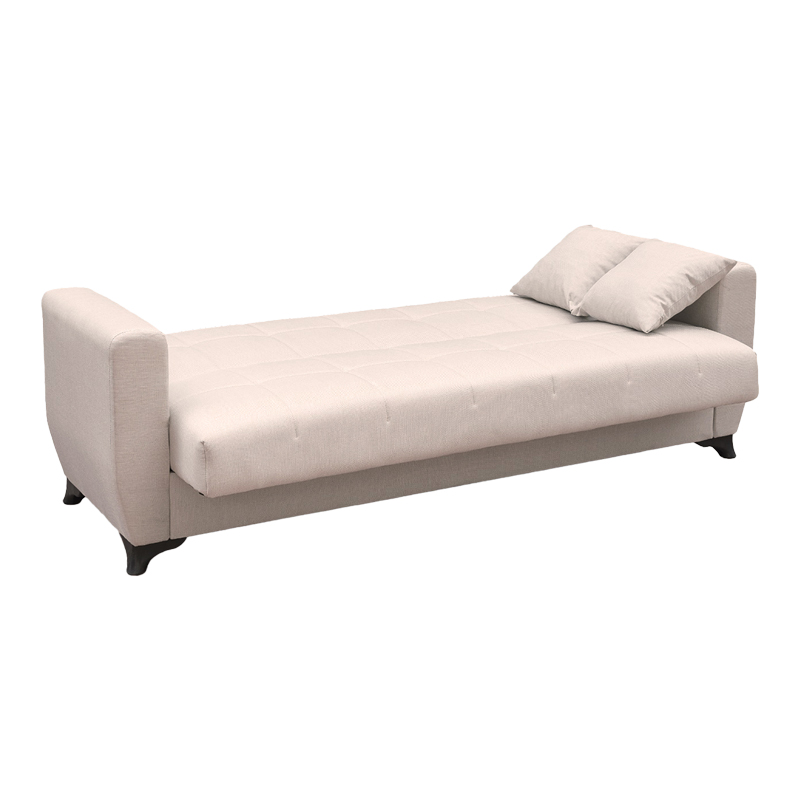 Divan krevat Modesto pakoworld tre vendesh me hapësirë magazinimi, pëlhurë ekru 215x84x83cm