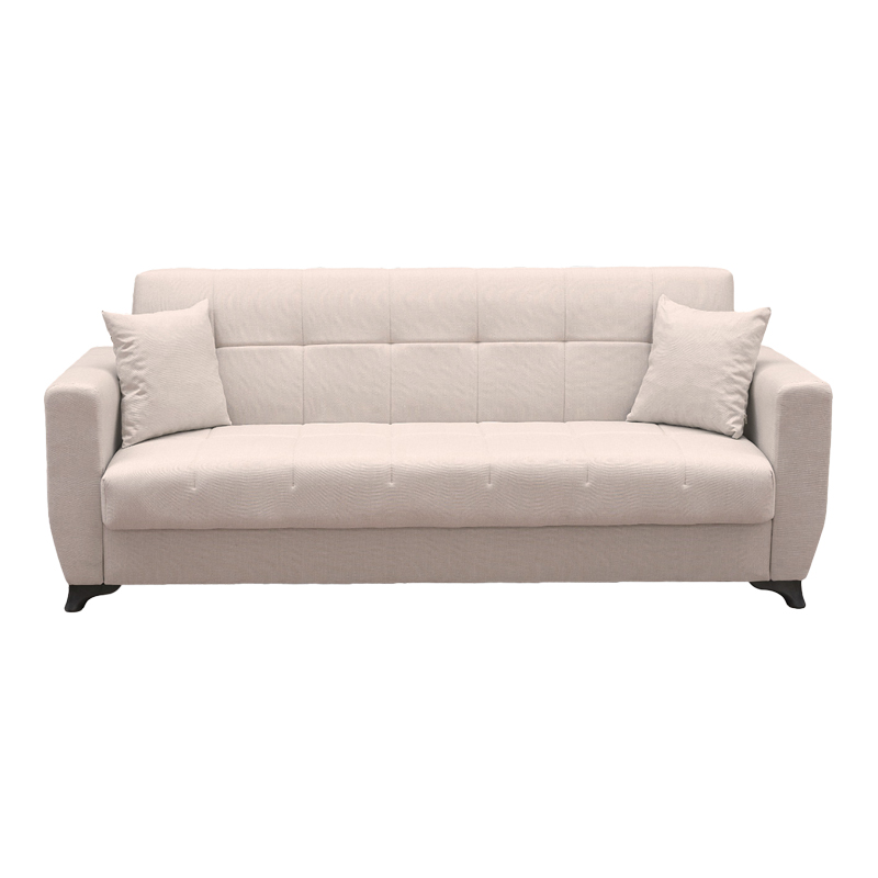 Divan krevat Modesto pakoworld tre vendesh me hapësirë magazinimi, pëlhurë ekru 215x84x83cm