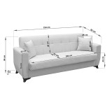 Divan shtrati Modesto pakoworld tre vendesh me hapesire magazinimi cope gri 215x84x83cm