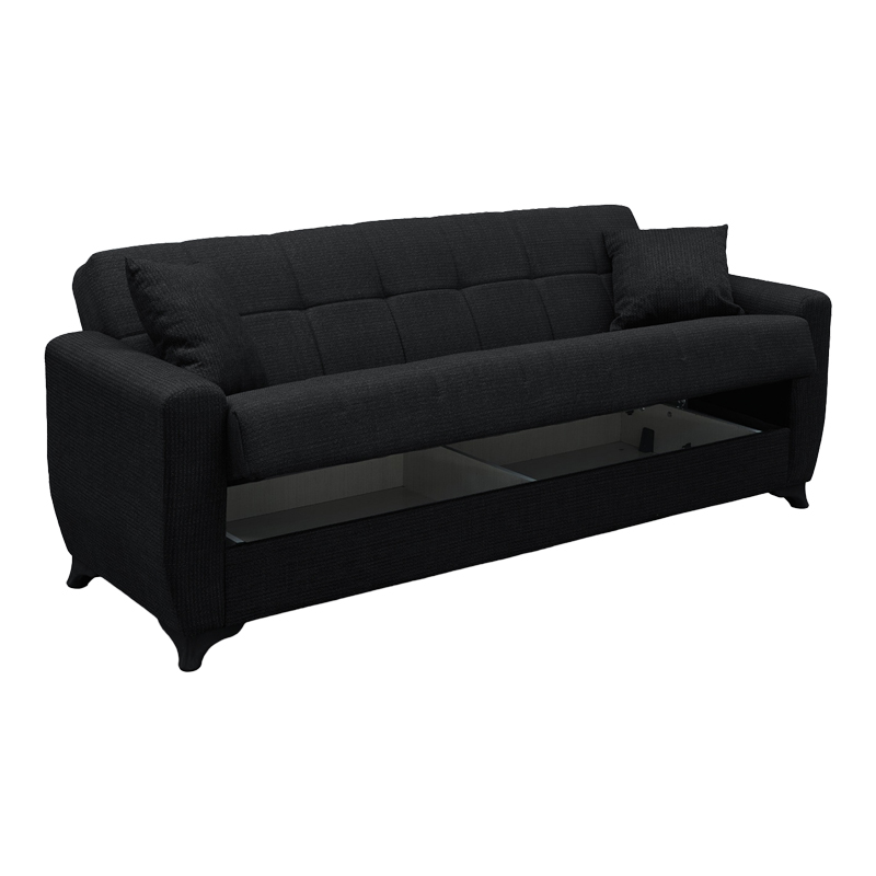 Divan Krevat Modesto pakoworld tre vendesh me hapësirë magazinimi pëlhurë antracit 215x84x83cm