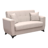 Divan krevat Modesto pakoworld dy vendesh me hapësirë magazinimi, pëlhurë ekru 155x84x83cm
