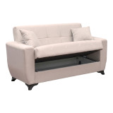 Divan krevat Modesto pakoworld dy vendesh me hapësirë magazinimi, pëlhurë ekru 155x84x83cm