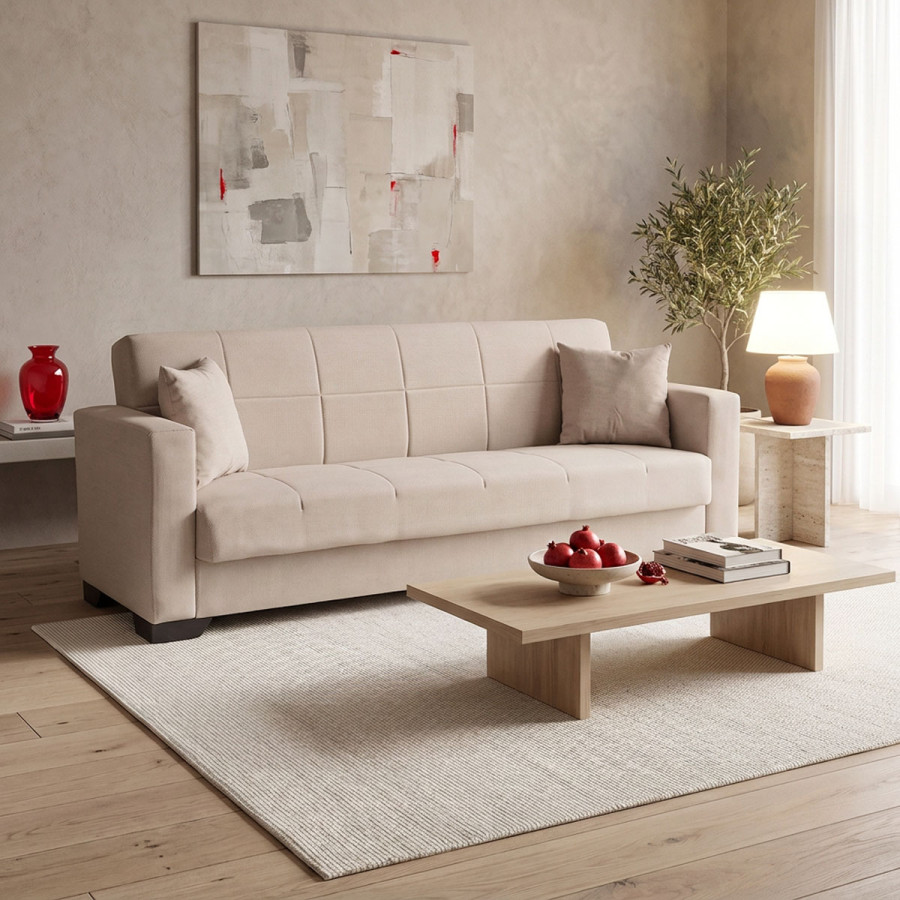 Divan shtrati Vox pakoworld tre vendesh me hapesire magazinimi cope bejzh 210x84x83cm