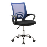 Karrige zyre Berto pakoworld recline me pëlhurë rrjetë në nuancë blu-e zezë dhe bazë kromi 60x48x85-95cm
