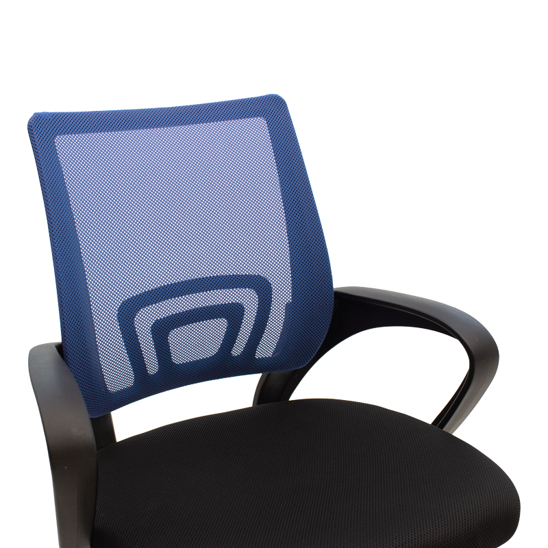 Karrige zyre Berto pakoworld recline me pëlhurë rrjetë në nuancë blu-e zezë dhe bazë kromi 60x48x85-95cm