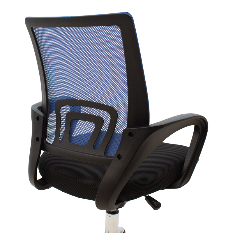Karrige zyre Berto pakoworld recline me pëlhurë rrjetë në nuancë blu-e zezë dhe bazë kromi 60x48x85-95cm